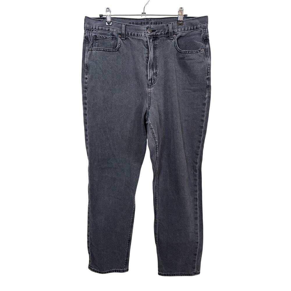 American Eagle Mom Jeans Womens 14 Gray High Rise Tapered Faded Wash